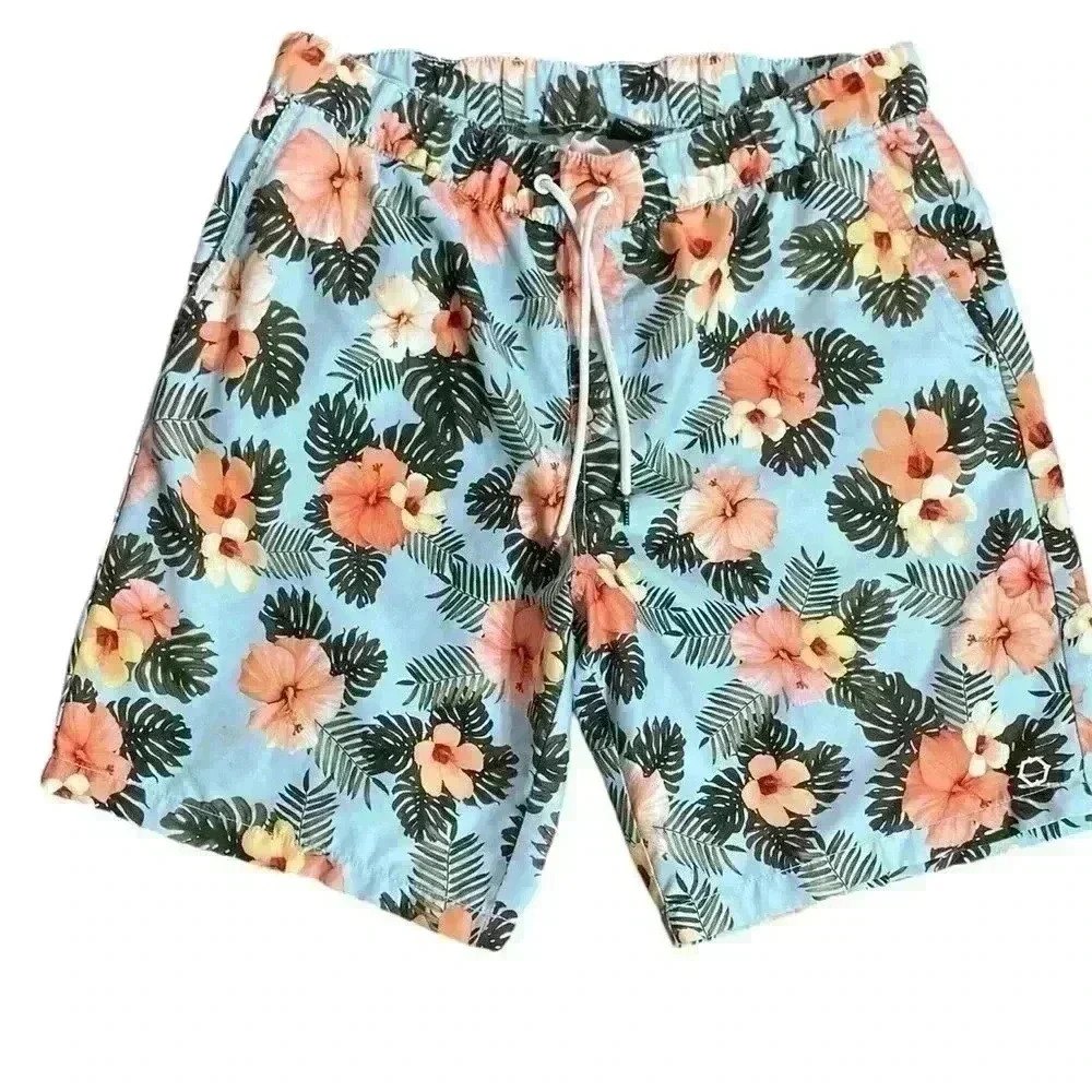 EMPYRE Men's Floral Swim Trunks Board Shorts Size Medium Vacation Swim Beach